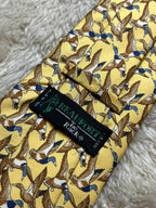 Beaufort Tie Rack 100% Silk Tie Mens Yellow Blue Mallard Duck Hunting Motif Italy