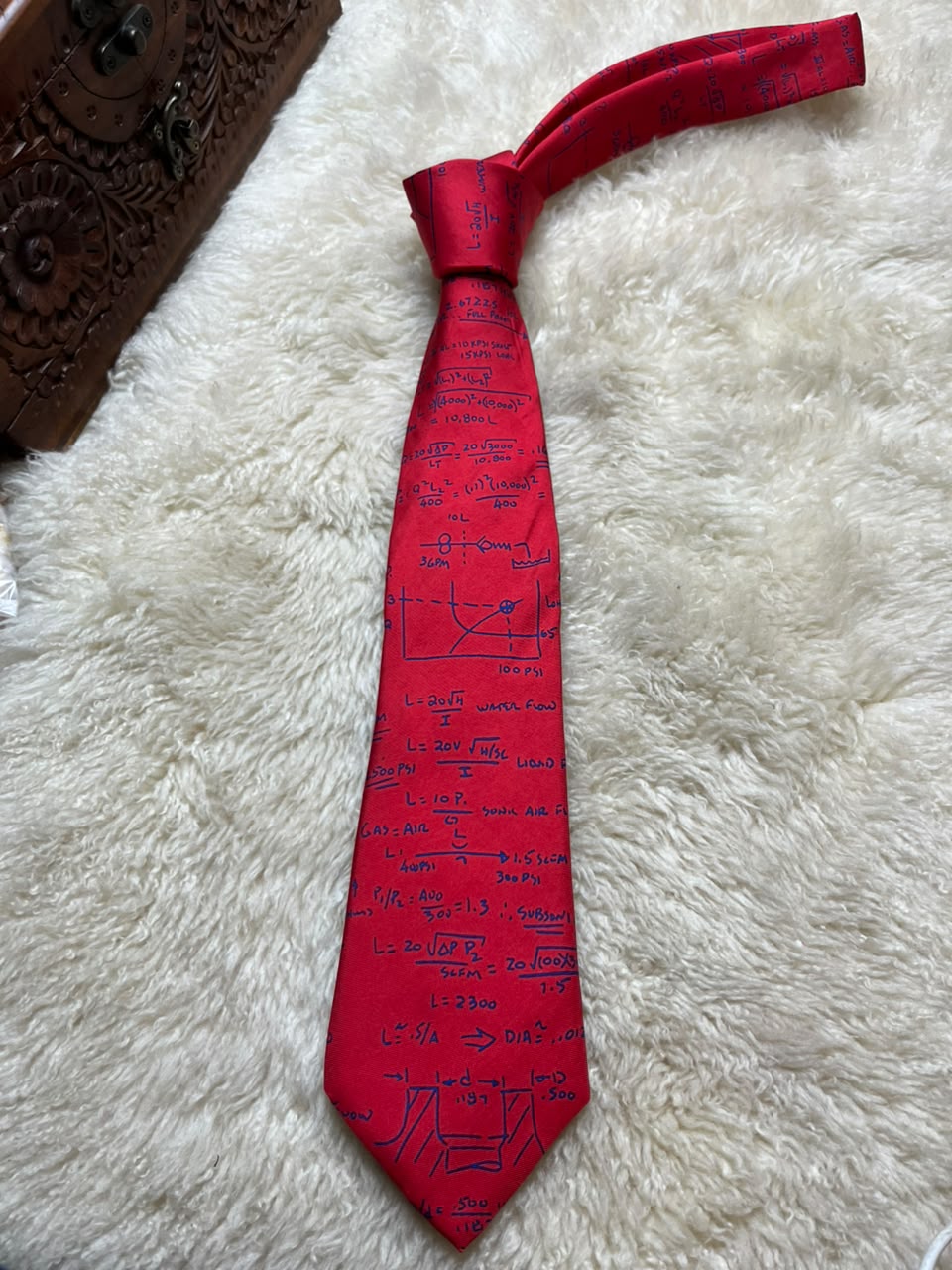 Josh Bach 100% Silk Tie Mens Red Blue Physics Math Equations Novelty Motif USA