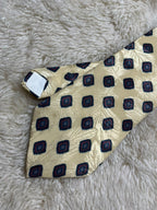 Van Heusen Tie Mens Champagne Gold Navy Red Geometric Medallion Leaf Motif