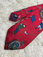 Morris Ithaca New York 100% Silk Tie Mens Gold Red Blue Paisley Floral Medallion USA
