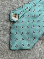 Tommy Bahama 100% Silk Tie Mens Mint Green Blue Palm Tree Tropical Motif China