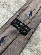 Ferrell Reed Dick Ferguson's Silk Tie Mens Taupe Blue Pheasant Bird Hunting Motif USA
