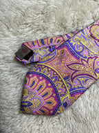 Luciano Barbera 100% Silk Tie Mens Purple Pink Yellow Baroque Paisley Italy