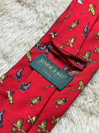 Soprano Country 100% Silk Tie Mens Red Gold Pheasant Bird Hunting Motif