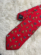 Soprano Country 100% Silk Tie Mens Red Gold Pheasant Bird Hunting Motif