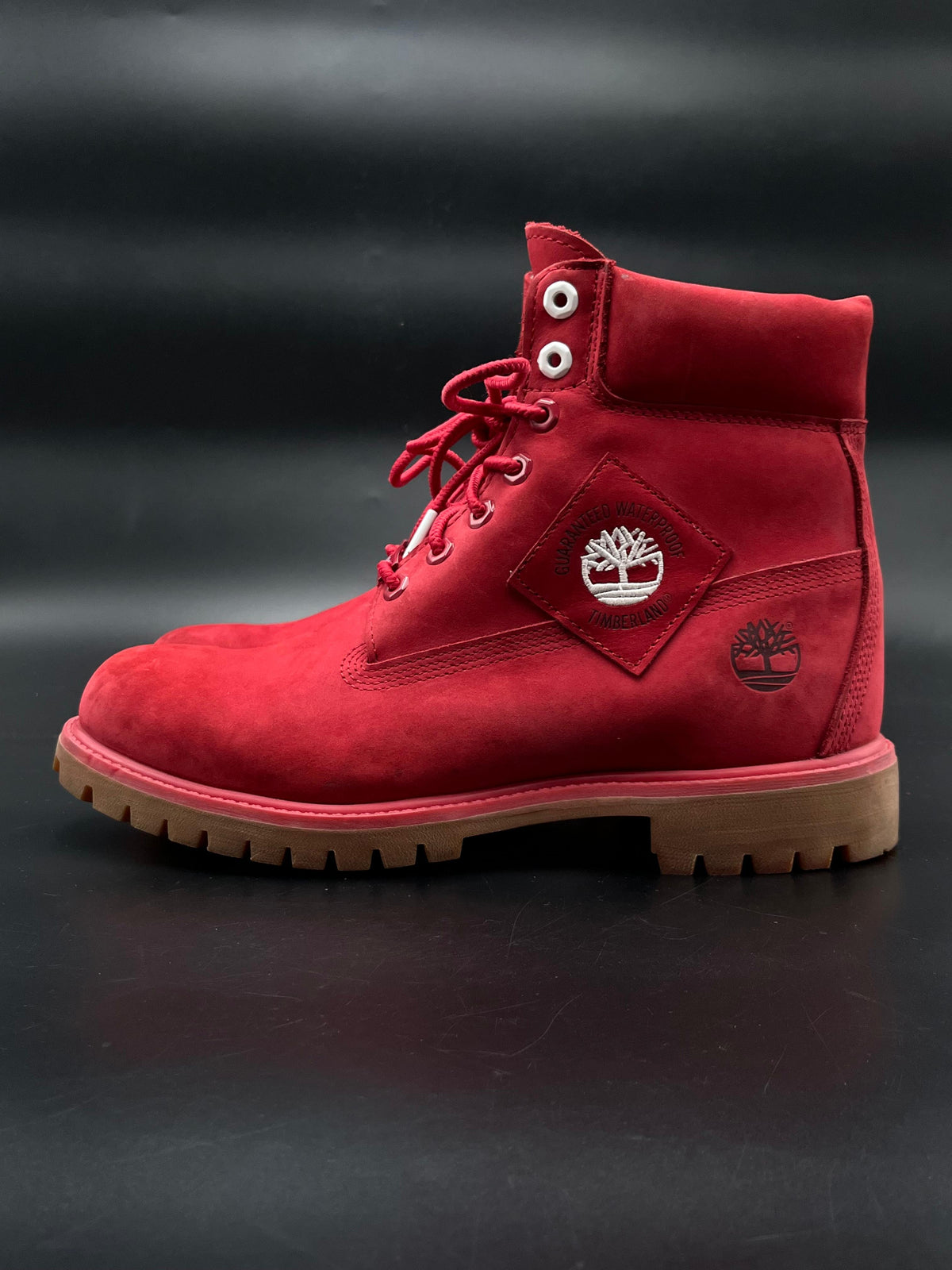Timberland Premium 6 Inch Waterproof Boots Red Nubuck Gum Sole A2A67 - 44