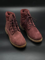 Timberland Waterville 6 Inch Waterproof Boots Burgundy Maroon Nubuck Gum - 38.5