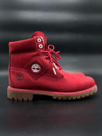 Timberland Premium 6 Inch Waterproof Boots Red Nubuck Gum Sole A2A67 - 44
