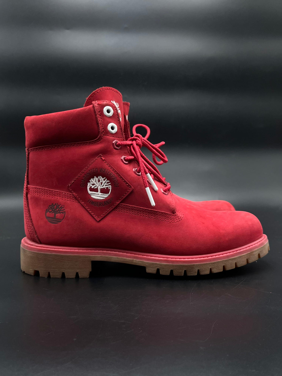 Timberland Premium 6 Inch Waterproof Boots Red Nubuck Gum Sole A2A67 - 44