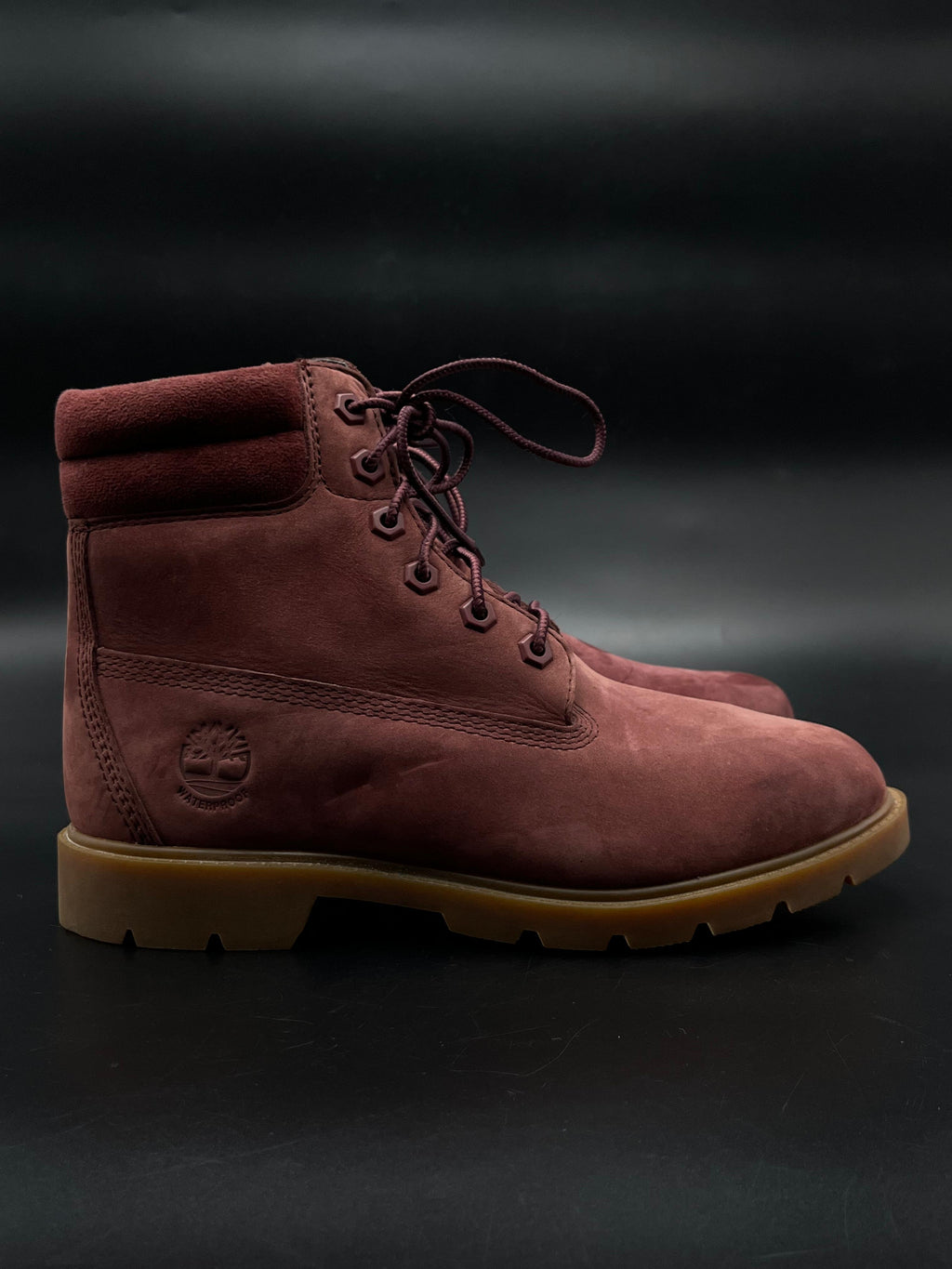 Timberland Waterville 6 Inch Waterproof Boots Burgundy Maroon Nubuck Gum - 38.5