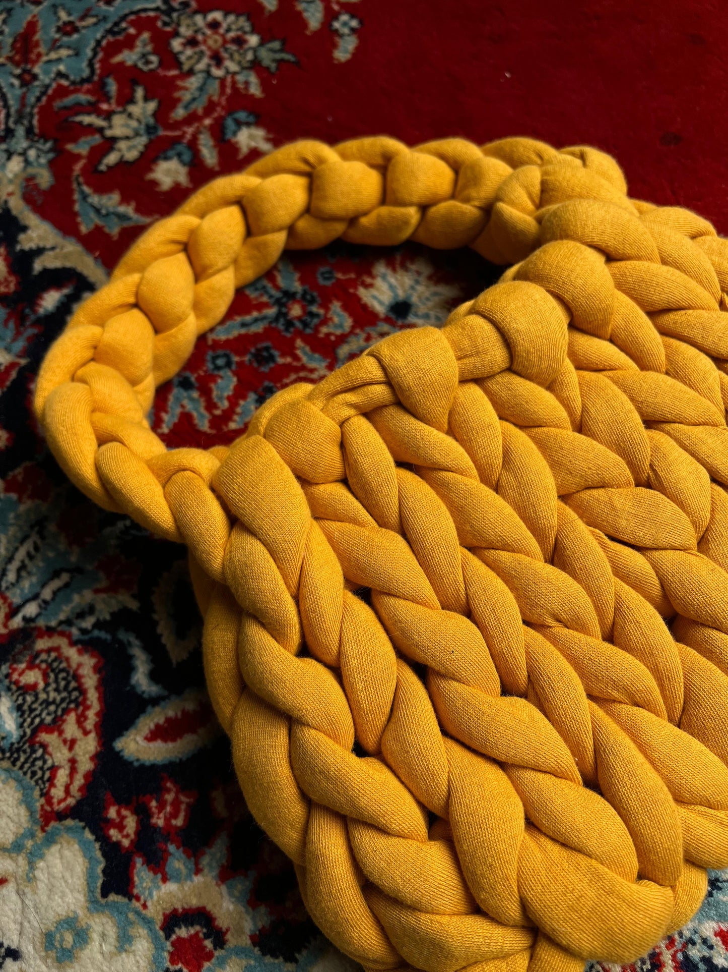 Chunky Yarn Yellow Knit Bag