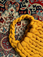 Chunky Mustard Hand Made Yarn Knit Bag