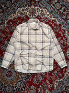 H&M Beige Grey Plaid Relaxed Fit Corduroy Button Down Shirt - XL