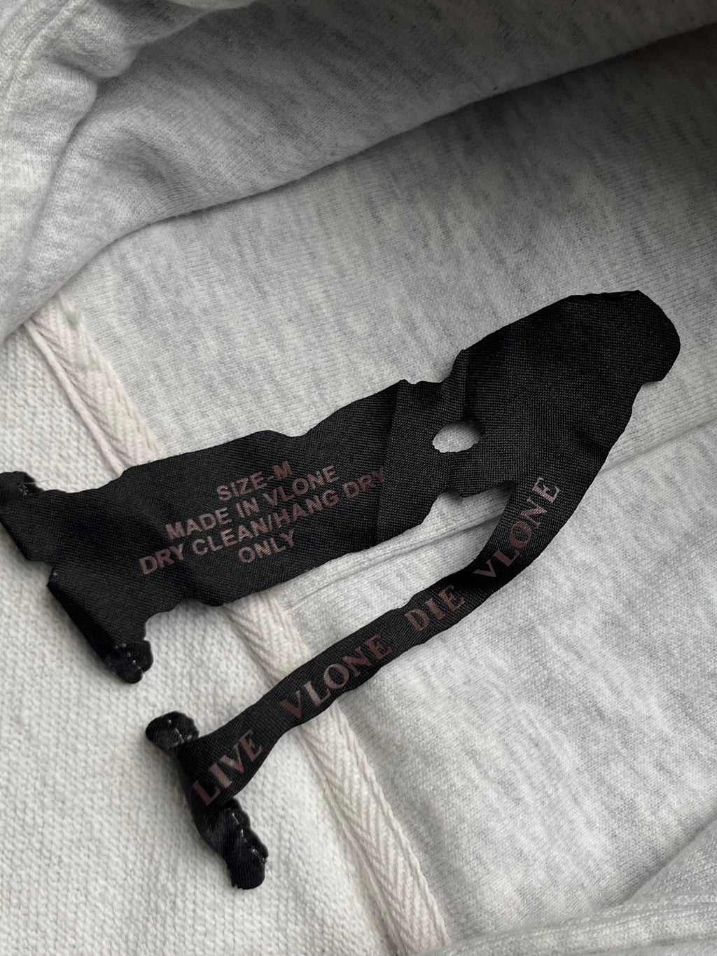 VLONE x Fragment Design Raw Hem Heather Grey Crop Hoodie - M