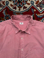 Uniqlo Red White Check Cropped Button Down Shirt - S
