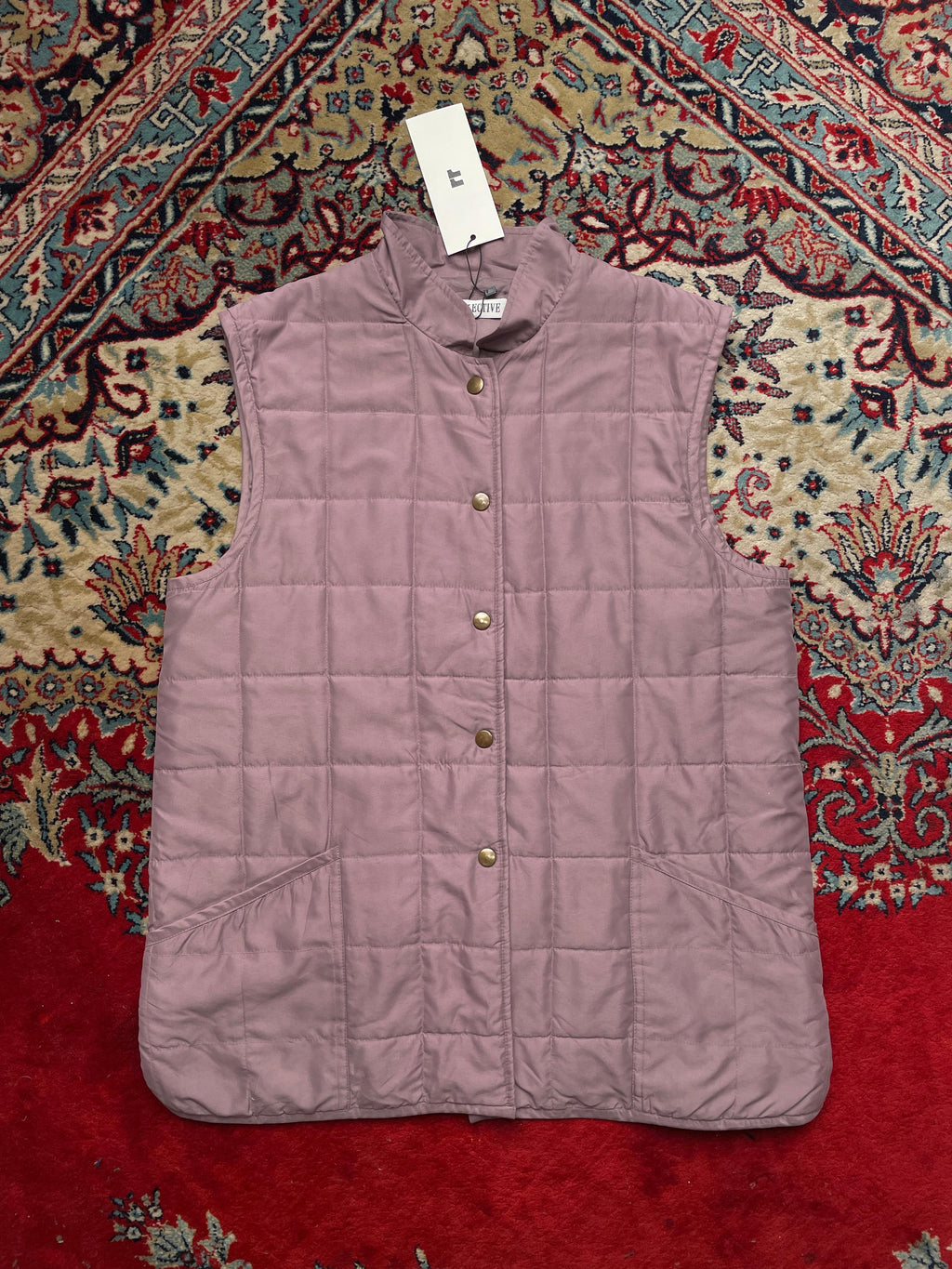 Selective Dusty Rose Pink Quilted Sleeveless Jacket