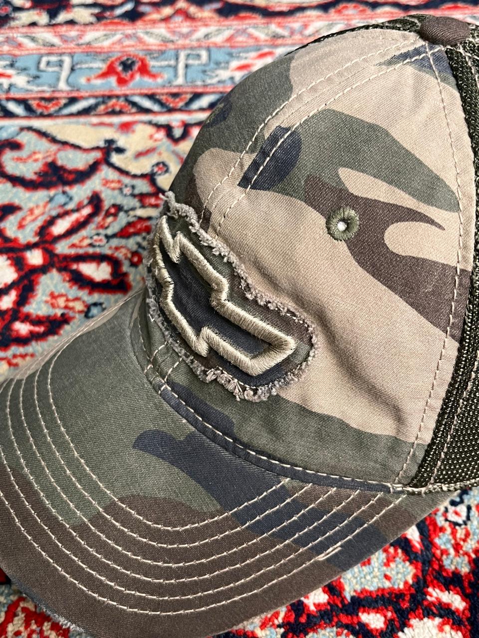 Falcon Chevrolet Camo Mesh Back Trucker Hat Distressed LOGO Baseball Cap